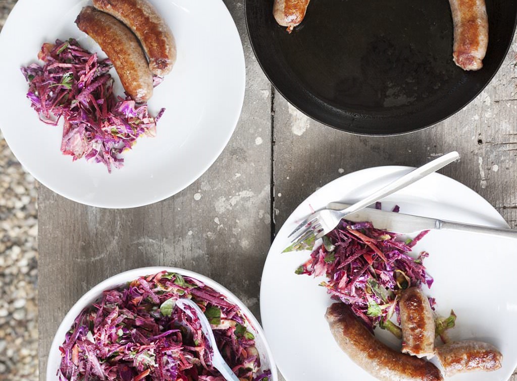 New Recipe: Sausages with Brussel Slaw