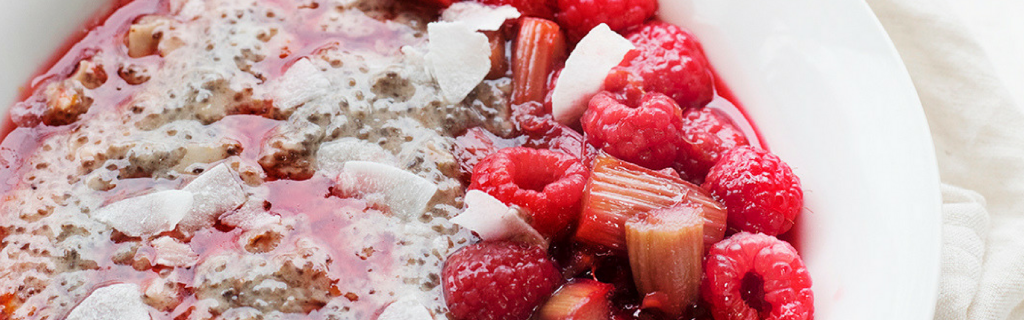New Recipe: Chia Porridge with Roasted Rhubarb & Raspberries